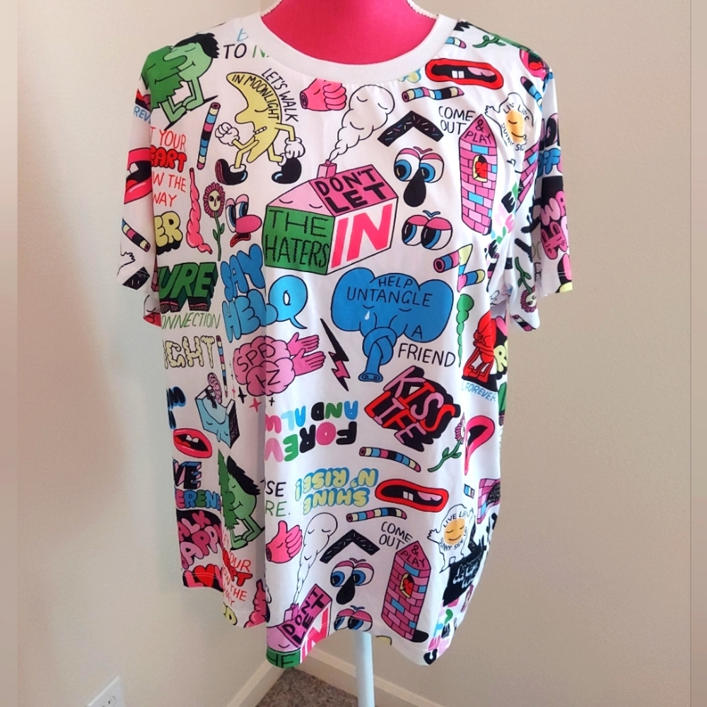 Plus Size Limited Edition Jeremyville for Forever 21 Graphic Grafitti T-Shirt